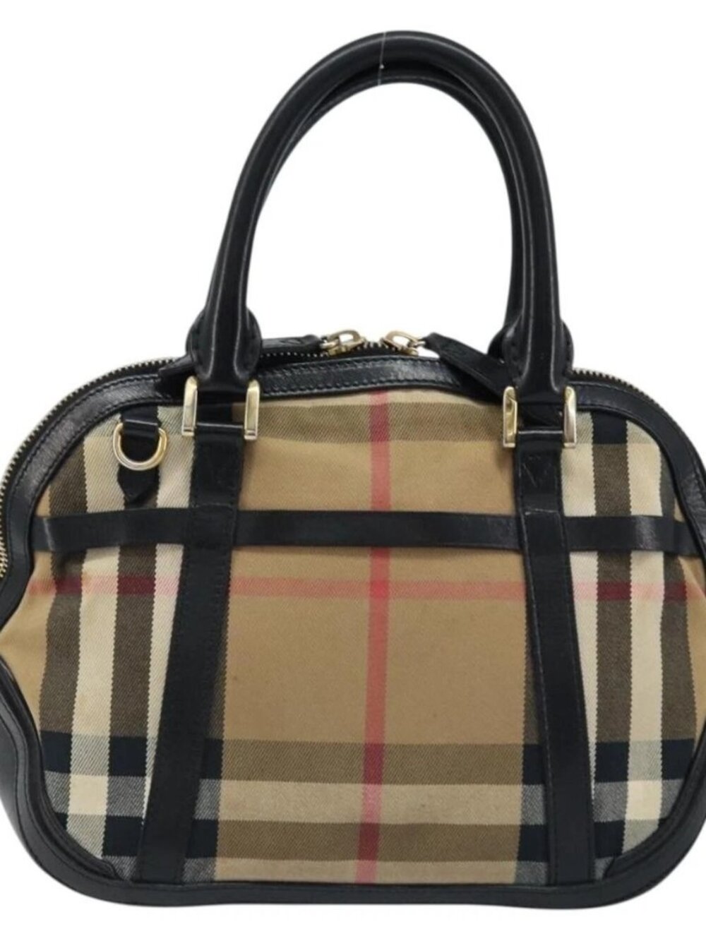 BURBERRY Nova Check Hand Bag Canvas Beige Gold Auth 172387 - Picture 3 of 16